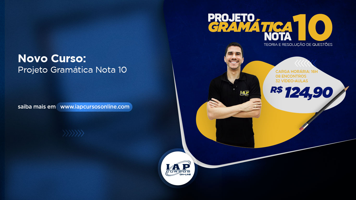 Banner de capa da notícia Novo curso: Projeto Gramática Nota 10