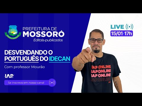 Banner de capa do material gratuito "LIVE" - DESVENDANDO O PORTUGUÊS DO IDECAN - MOURÃO