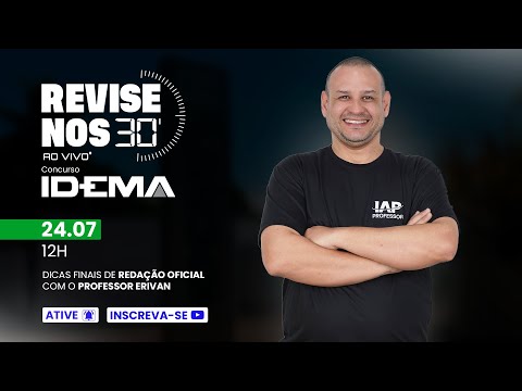 Banner de capa do material gratuito Revise nos 30 - IDEMA - Redação Oficial - prof. Erivan Fernandes
