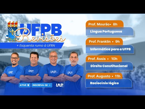Banner de capa do material gratuito UFPB 7 Revisões + Esquenta rumo a UFRN - Maratona final: Equipe IAP